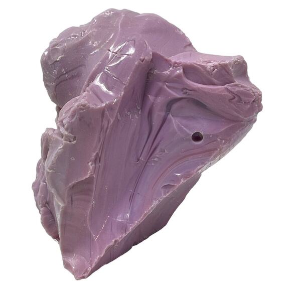 Lavender Vaseline Swirl Slag Art Glass Cullet Glowing Uranium Glass #4GX46 - Picture 3 of 8